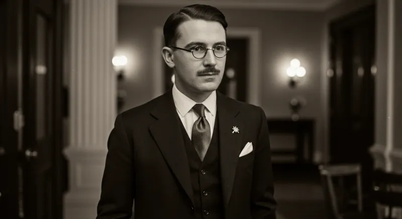 A vintage-style photograph of a gentleman from the 1920s with accessories