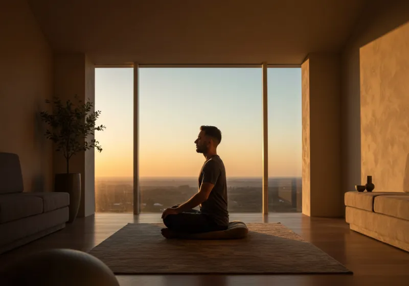 A man peacefully meditating