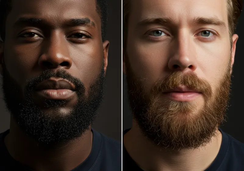 Illustration of skin types and hair textures prone to redness